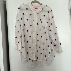Maeve 2X women’s strawberry button down